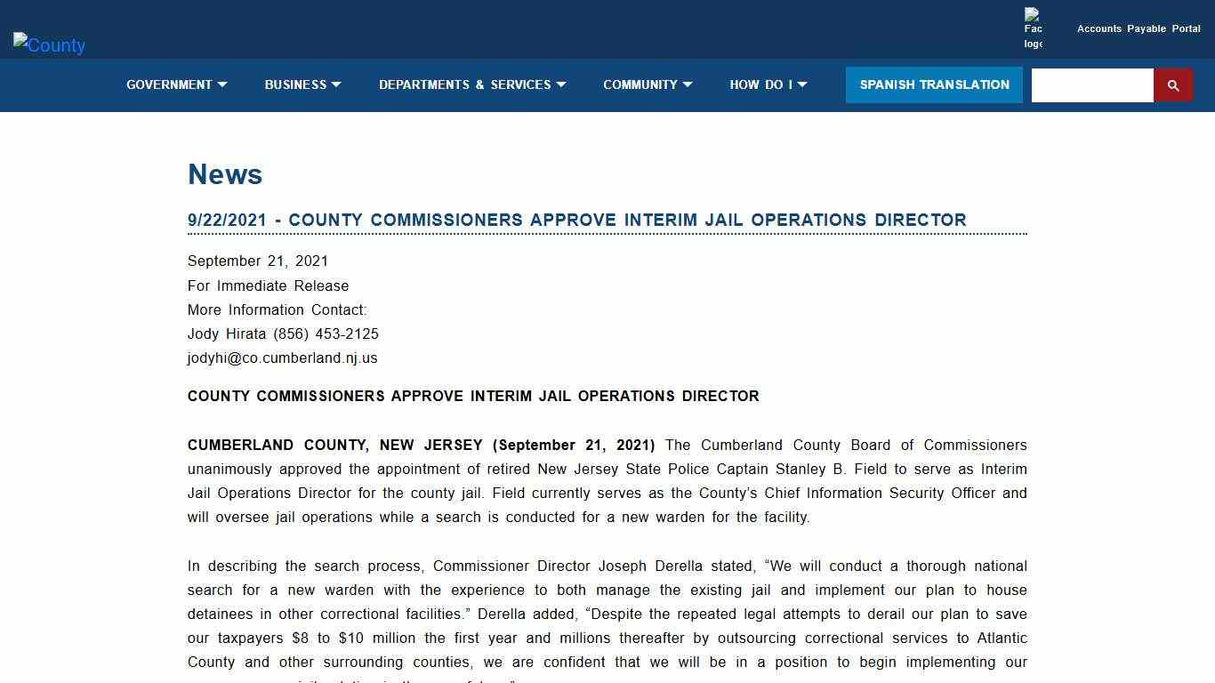 News Landing Page - Cumberland County, New Jersey (NJ)